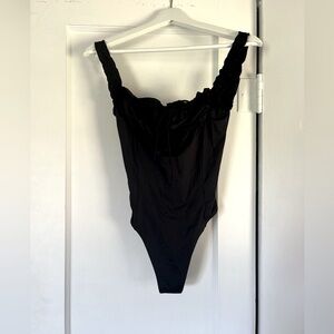 Frankie’s Bikini Fawn Ruffle One Piece Swimsuit - Black - Medium